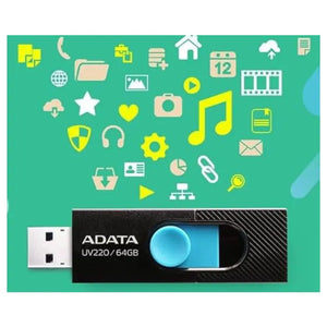 MEMORIAS USB ADATA UV220, NEGRO, 32 GB, NGRO, CYAN