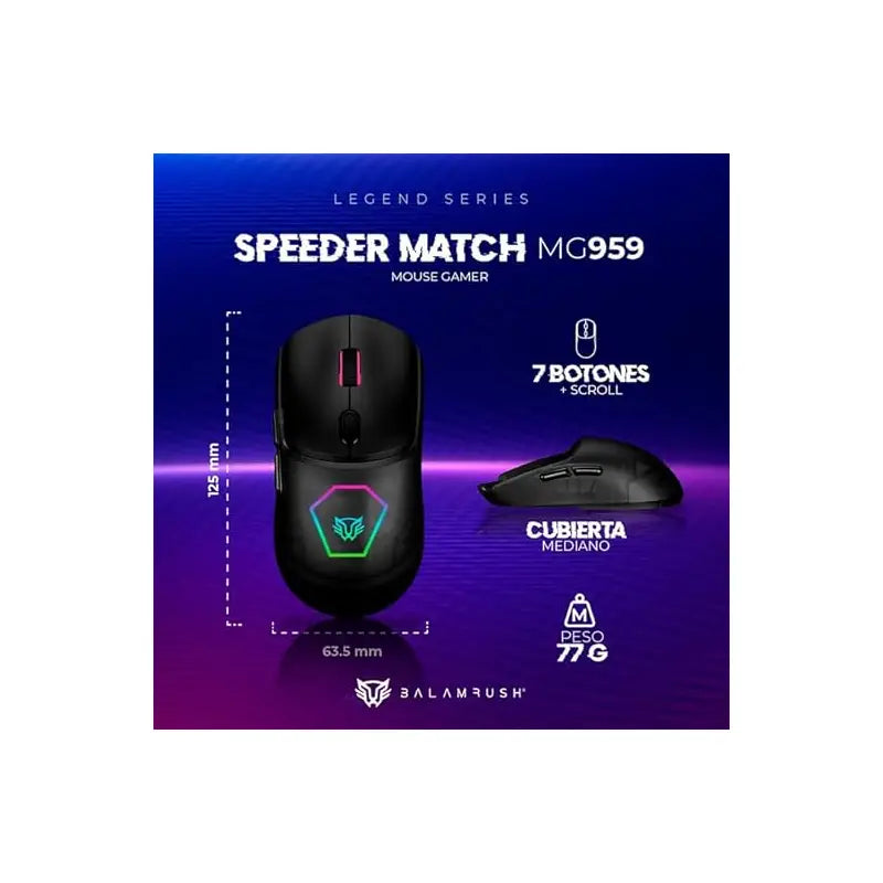 MOUSE GAMER BALAM RUSH ALÁMBRICO SPEEDER MATCH MG959 CONEXIÓN USB, 7 BOT