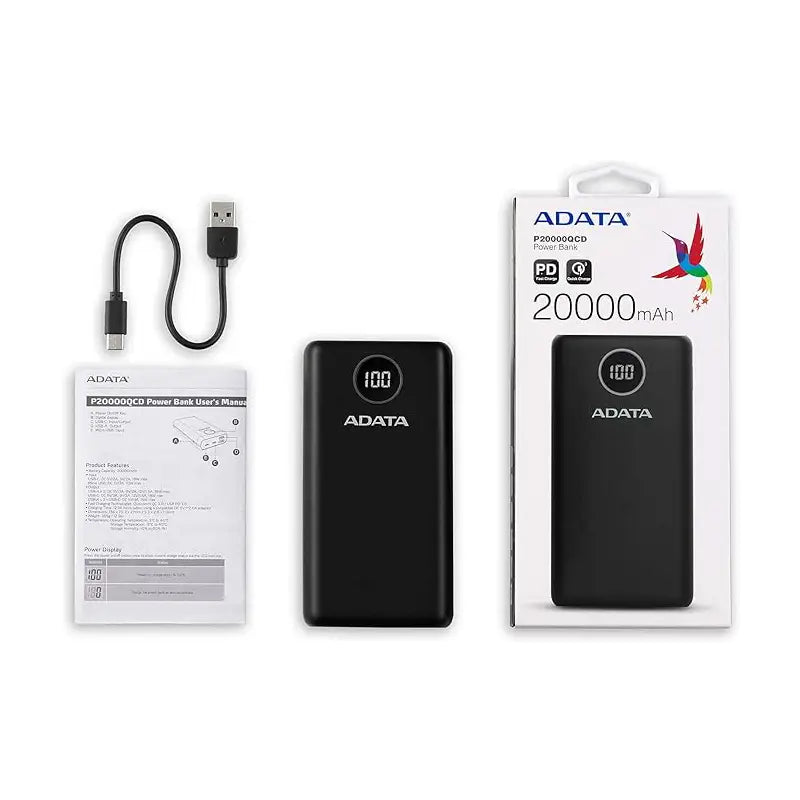 POWERBANK ADATA P20000QCD NEGRO 20000 MAH