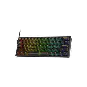 TECLADO MECANICO REDRAGON K617 FIZZ TRANSPARENTE 60%  INGLES ALAMBRICO RGB NEGRO