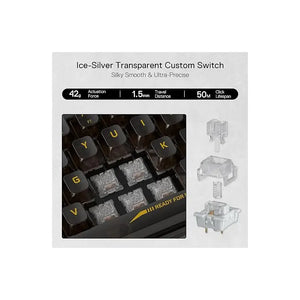 TECLADO MECANICO REDRAGON K617 FIZZ TRANSPARENTE 60%  INGLES ALAMBRICO RGB NEGRO